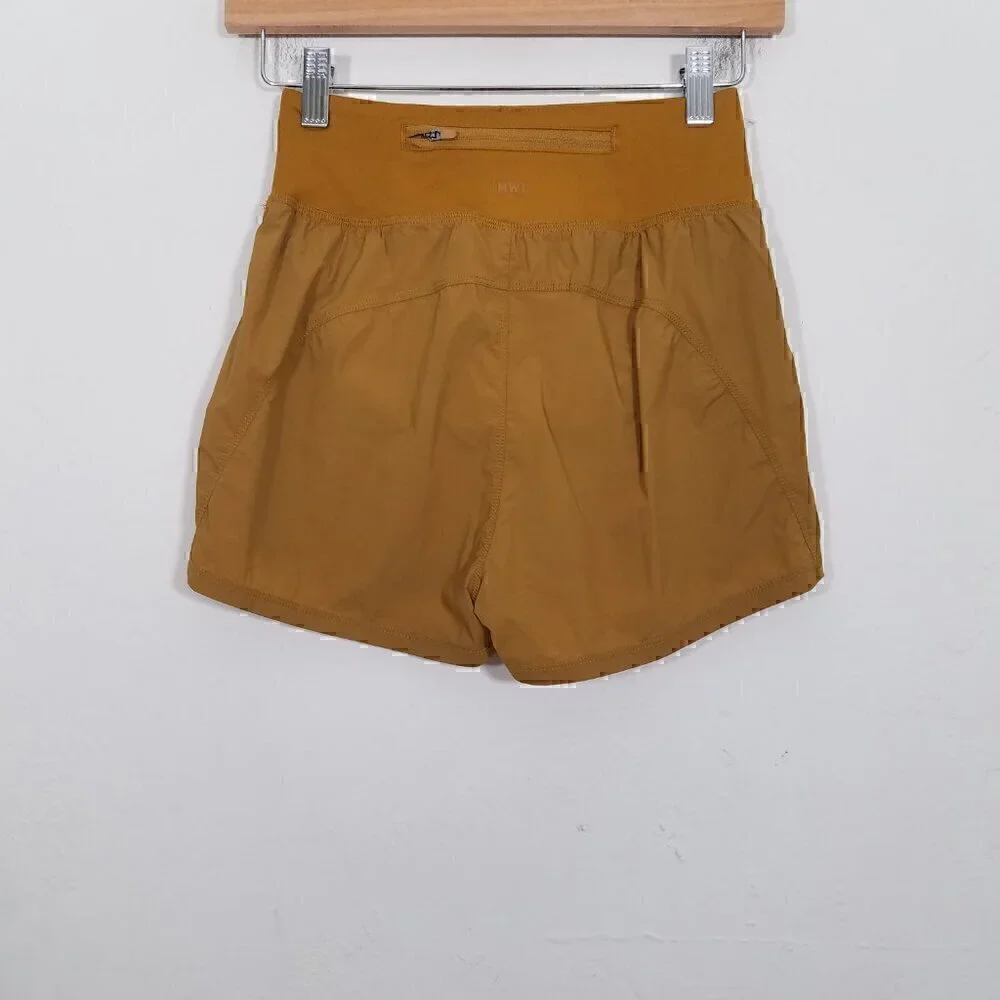 Madewell MDL Running Workout Active Shorts Antique Gold Liner Size XXS